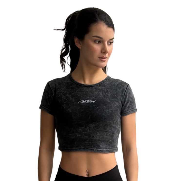 CROP TOP BASIC DYE BLACK