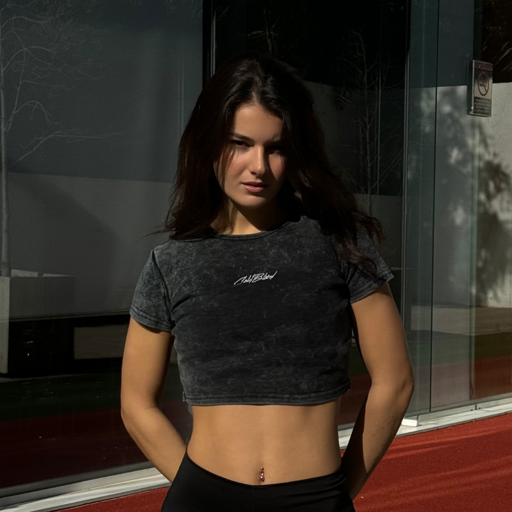 CROP TOP BASIC DYE BLACK
